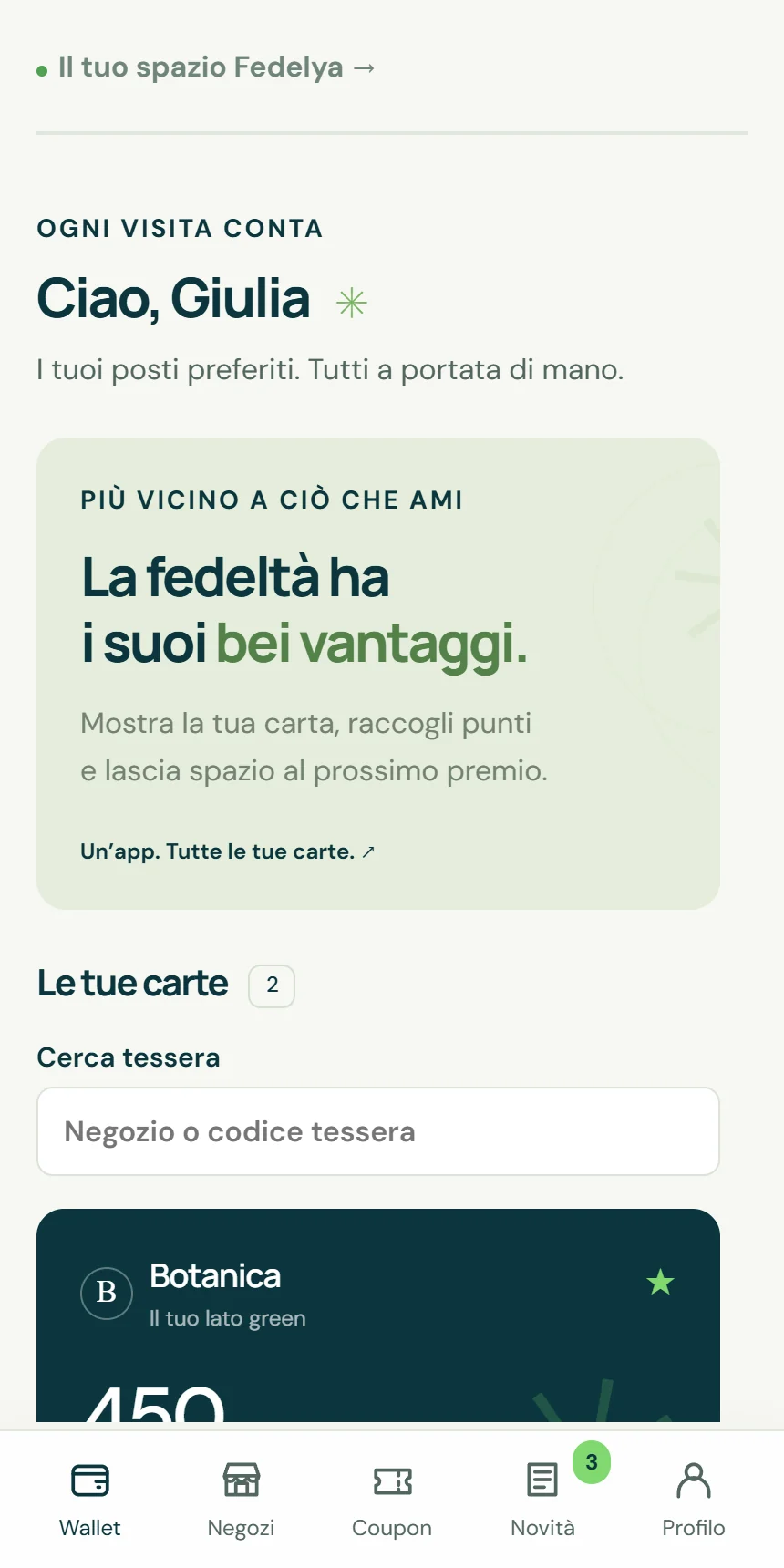 Esempio del wallet Fedelya